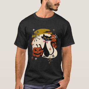 Camiseta Black Cat and Pumpkin Atomic Retro Halloween