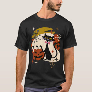Camiseta Black Cat and Pumpkin Atomic Retro Halloween