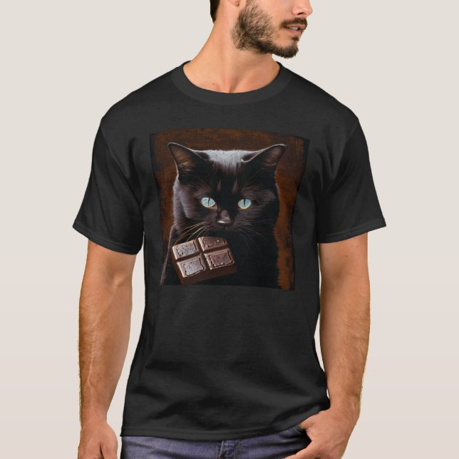 Camiseta Black Cat Biting Chocolate (Frente)