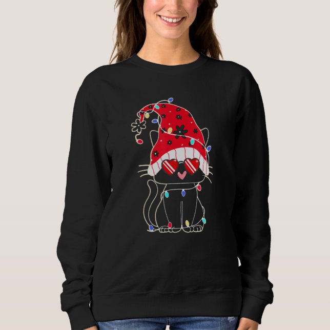 Camiseta Black Cat Christmas Light   Cat   Christmas (Frente)