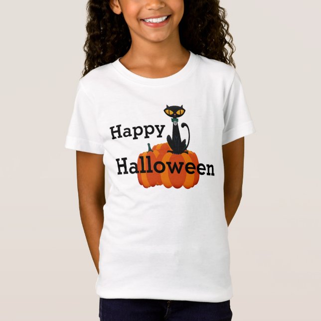 Camiseta Black Cat e Pumpkins (Frente)