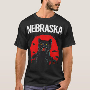 Camiseta Black Cat Engraçado Nebraska