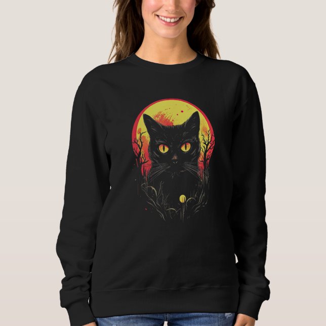 Camiseta Black Cat Forest Moon Mystical Cat (Frente)