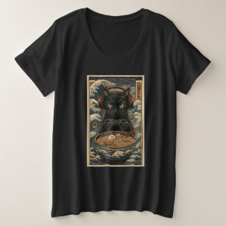 Camiseta Black Cat Gamer with Ramen & Headphones Japanese A