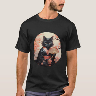 Camiseta Black Cat Geisha Funny Pet Kimono