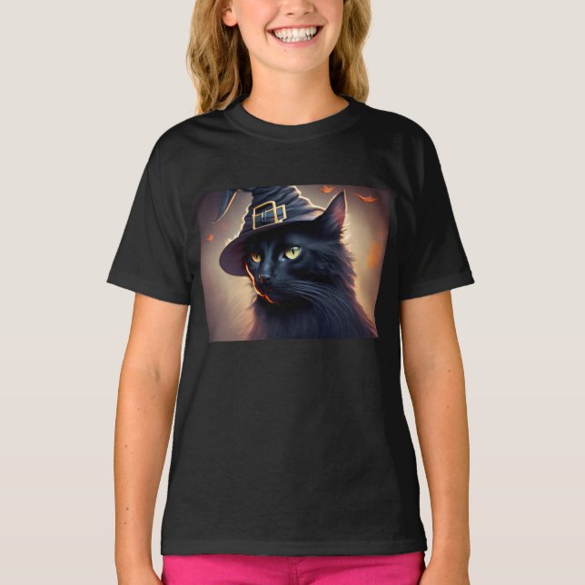 Camiseta Black Cat Halloween (Frente)