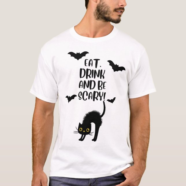 Camiseta Black  Cat Halloween  (Frente)