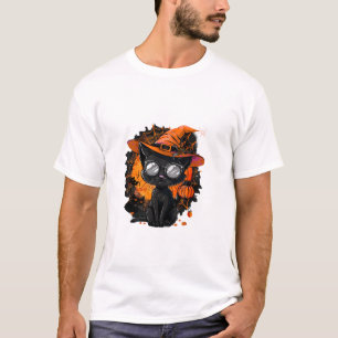 Camiseta Black Cat Halloween Costume Witchcraft Spy Web