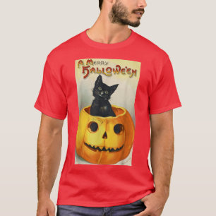 Camiseta Black Cat Halloween Vintage Novelty Tee 