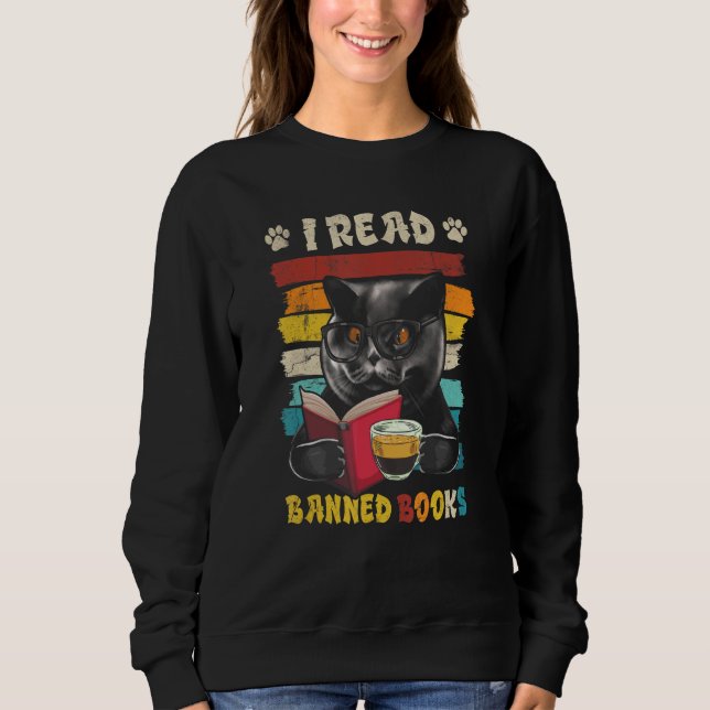 Camiseta Black Cat I Read Banned Books Bookworms Reading Bo (Frente)