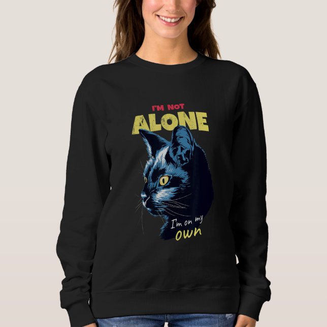 Camiseta Black Cat I'm Not Alone for Cat Cat Parents Kitty  (Frente)