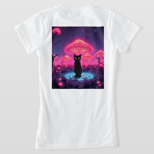 camiseta black cat in the psychedelic world (Postura das costas)