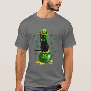 Camiseta Black Cat Leprechauns Que Gato Dourado Rua Patrick