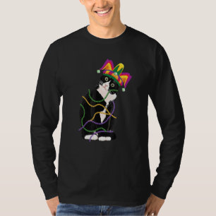 Camiseta Black Cat Meow Mardi Gras Mask Fleur De Lis Cat Wo
