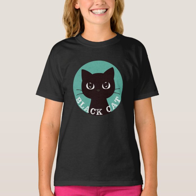Camiseta BLACK CAT | Minimalist Modern Pop Black Cat (Frente)