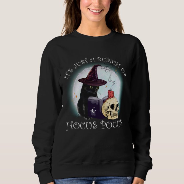 Camiseta Black Cat Moon Funny Halloween Costume Bunch of Ho (Frente)
