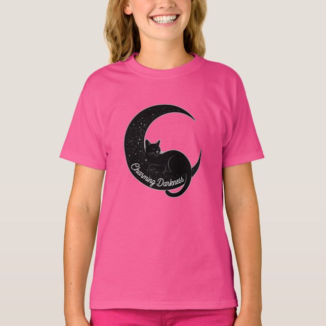 Camiseta Black Cat on the Crescent Moon: Charm of Darkness  (Frente)
