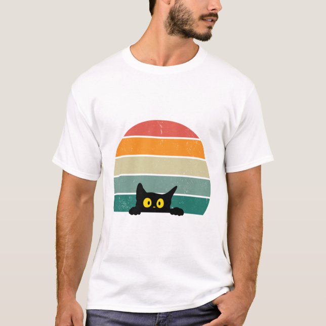 Camiseta Black Cat Peeking Sunset Vintage 4 (Frente)