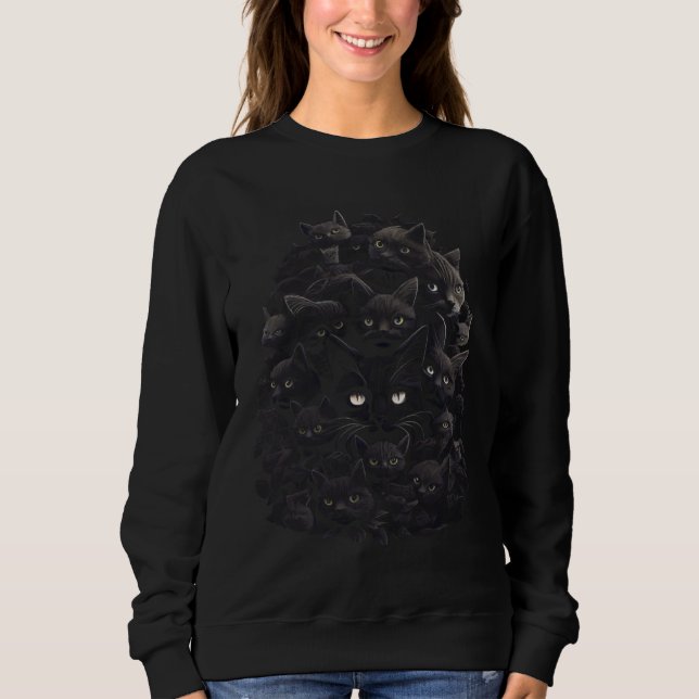 Camiseta Black Cat Pile  Graphic Tees Men Women Boys Girls (Frente)