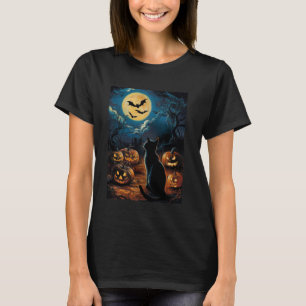 Camiseta Black Cat Pumpkins Bats Halloween - StarNight E