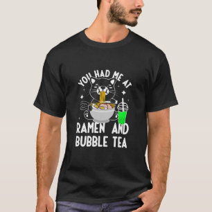 Camiseta Black Cat Ramen Boba Bubble Tea Japonês Kawaii An