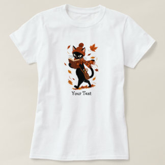 Camiseta Black Cat Reading Book Cozy Autumn Gift