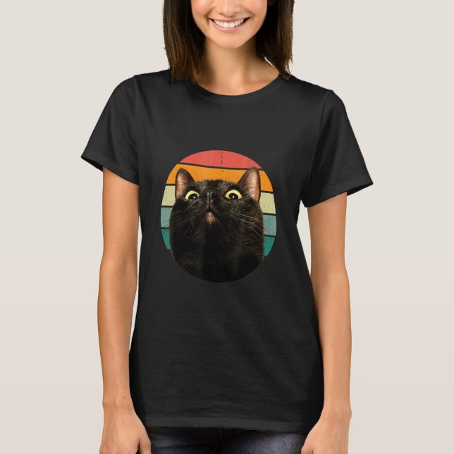 Camiseta Black Cat Retro Style Cats Kitten (Frente)