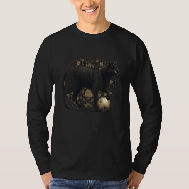 Camiseta Black Cat Soccer Ball Cute Graphic Tees Men Women  (Frente)