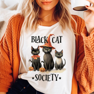 Camiseta Black Cat Society Vintage Halloween