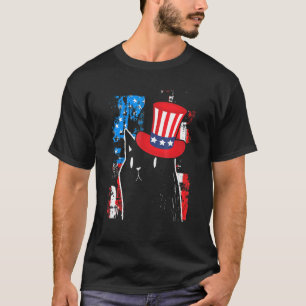Camiseta Black Cat Usa Flag Patriótico Kitten American Patr