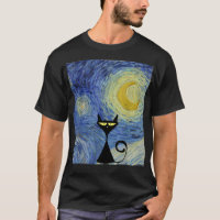 Black Cat Van Gogh Starry Night Museum Lover Aweso