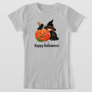 Camiseta Black Cat Witch Hat Personaliza SMS