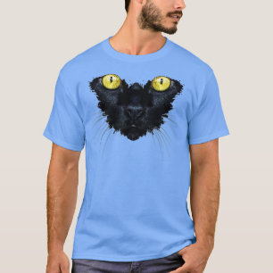Camiseta Black Cat Yellow Eyes Kitty Kitten Cat Face