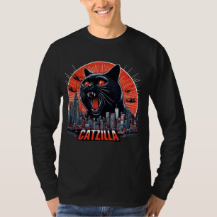 Camiseta Black Catzilla Funny Cat Lover Humor Gatinho