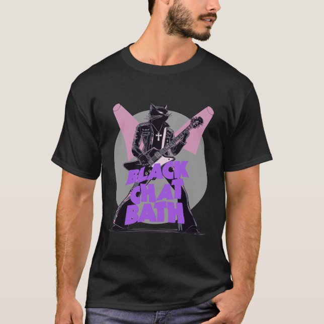 Camiseta BLACK CHAT BATH - chat rock et humour metal (Frente)