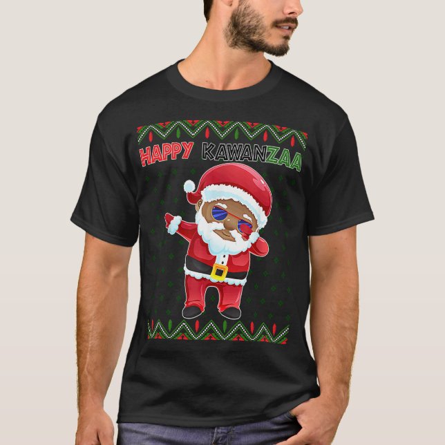 Camiseta Black Christmas Happy Ugly Kwanzaa Merry African H (Frente)