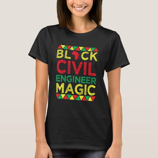 Camiseta Black Civil Engineer Magic Engineering Black Histo (Frente)