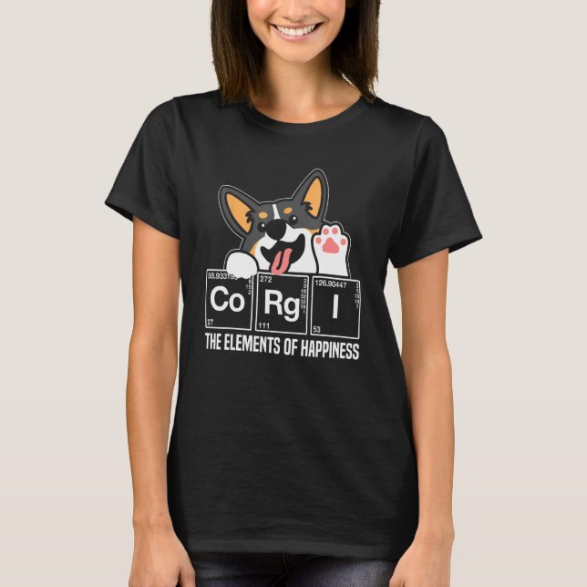 Camiseta Black Corgi Periodic Table Chemistry Science Teach (Frente)