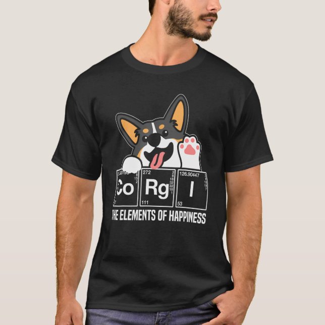 Camiseta Black Corgi Periodic Table Chemistry Science Teach (Frente)