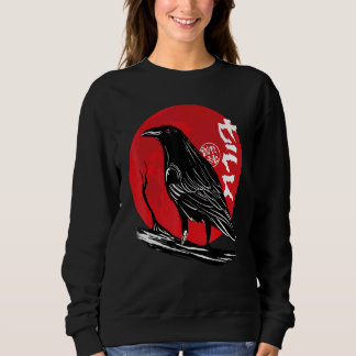 Camiseta Black Crow Occult Japan Gothic Raven Bird Red Moon