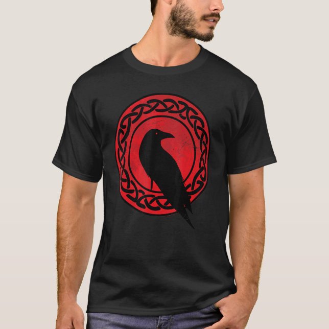 Camiseta Black Crow Occult Japão Gótico Raven Bird Red Moon (Frente)