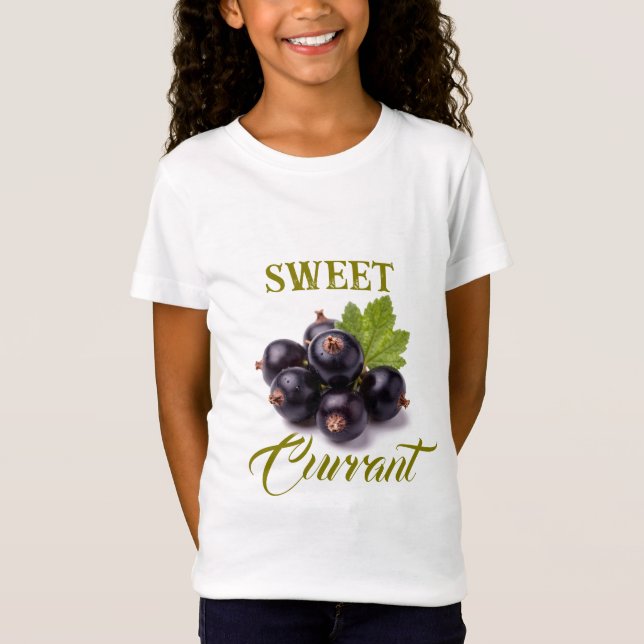 Camiseta Black Currants With Water Drops & Green Leaf (Frente)