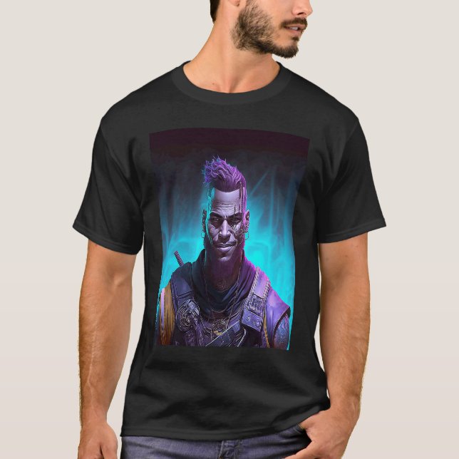 Camiseta Black Cyberpunk Warrior (Frente)