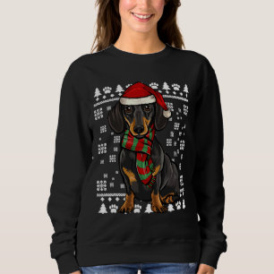 Camiseta Black Dachshund Dog Santa Hat Xmas