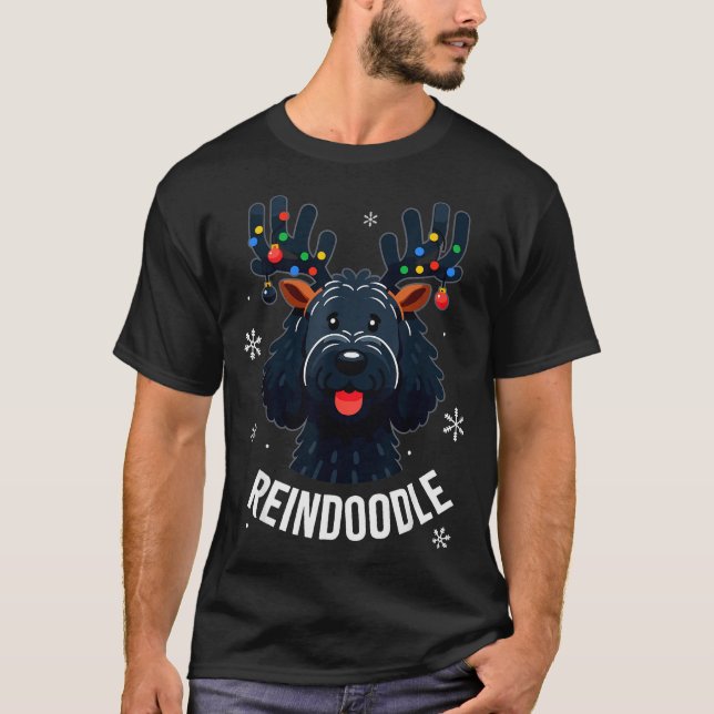 Camiseta Black Doodle Dog Reindoodle Reindeer Doodle Christ (Frente)