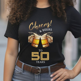 Camiseta Black & Dourado Cheers & Beers 50 anos 50 anos 50 