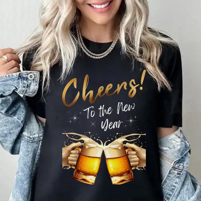 Camiseta Black & Dourado Cheers to Véspera de ano novo Part (Black & Gold Cheers to New Years Eve Party 2024 T-Shirt)