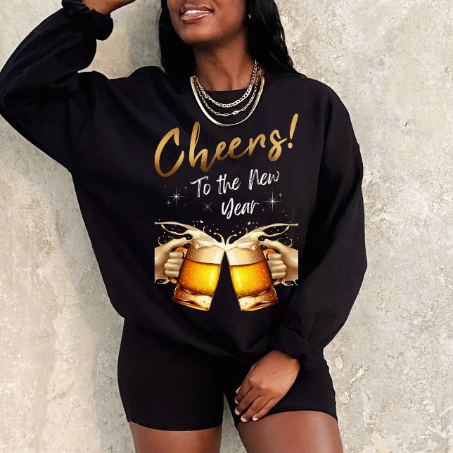 Camiseta Black & Dourado Cheers to Véspera de ano novo Part (Black & Gold Cheers to New Years Eve Party 2024 Sweatshirt)