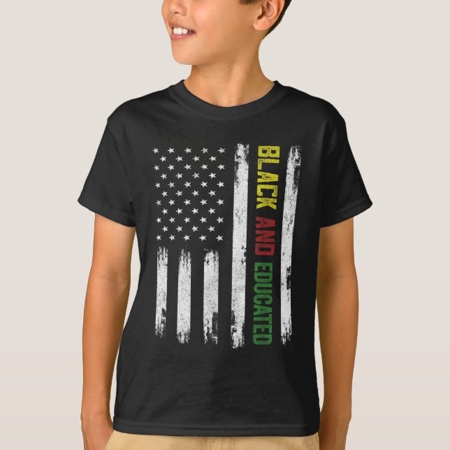Camiseta Black Educated American Flag Roupa Black History (Frente)