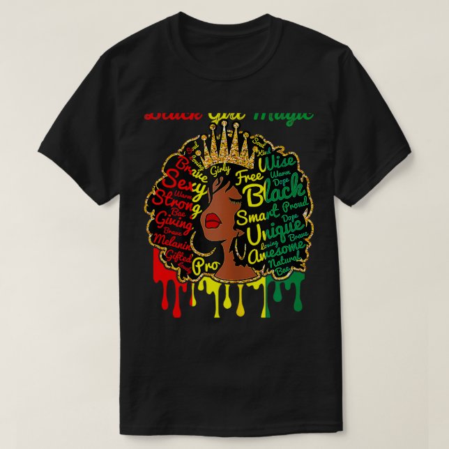 Camiseta Black Girl Magic African Junetet Freed (Frente do Design)